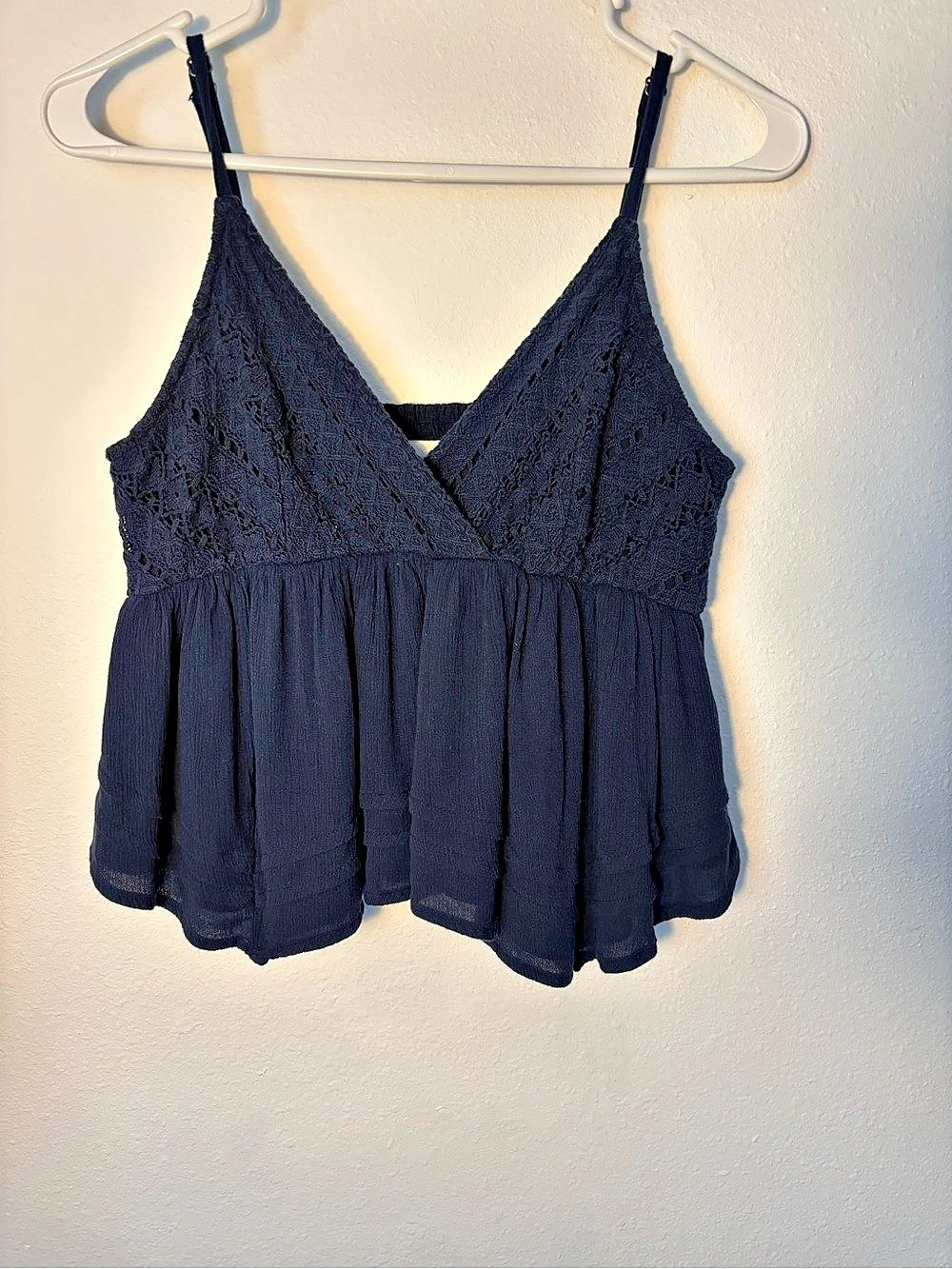 Hollister Cami Blouse Navy Blue Size Large